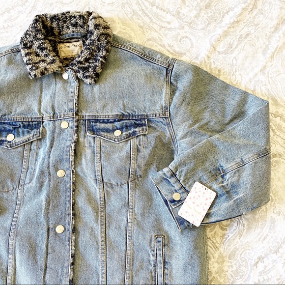 Free People Jackets & Blazers - FREE PEOPLE Wild Ones Sherpa Trucker Denim Jacket